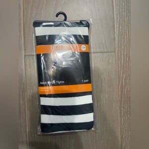 Holiday Inspirations adult stripe tights. NWT black/white one size